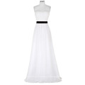 Starzz Strapless fuera del hombro gasa vestido de dama de honor blanco ST000066-1